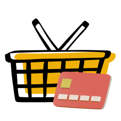 Ein Einkaufskorb mit einer Kreditkarte im Vordergrund, bereit für den nächsten Einkauf